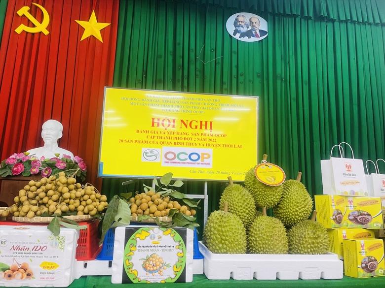 Các sản phẩm được xếp hạng sản phẩm OCOP tại Cần Thơ (Ảnh: laodong.vn)